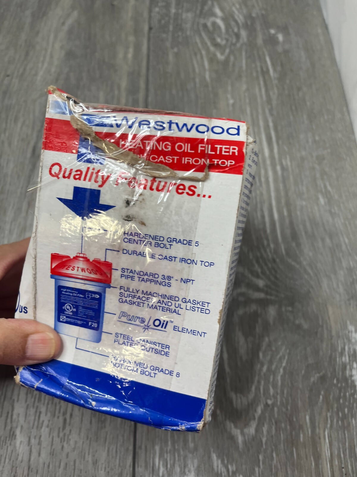 Westwood F20 F-20 Oil Filter Cast Iron Top Pure-Oil Element, Beatup Box