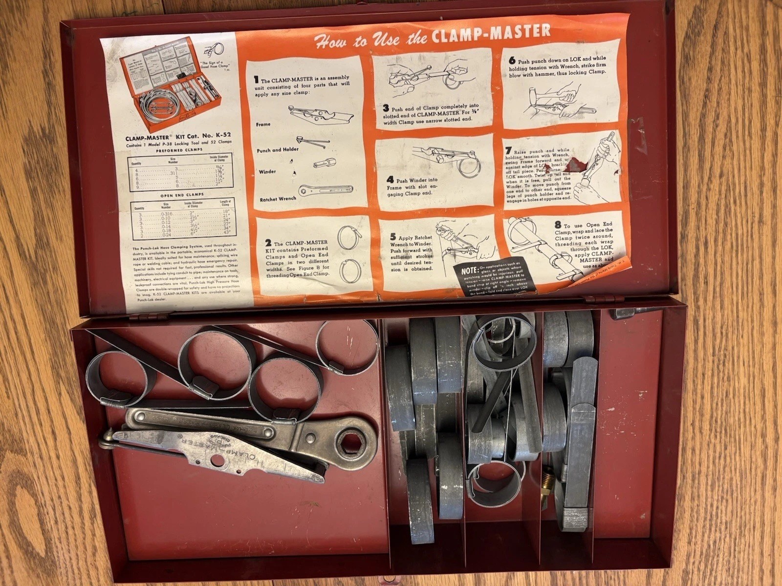 CLAMP-MASTER Punch Loc Band It Type Clamp Tool Set K-52 Kit & Steel Case USA