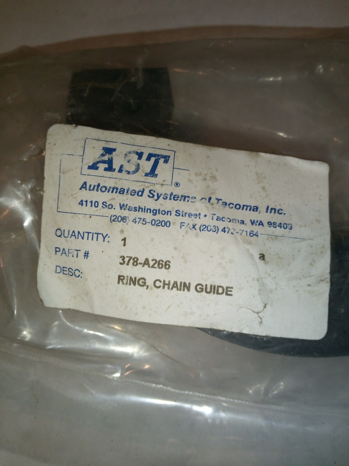 NEW GENUINE AST AUTOMATED SYSTEMS OF TACOMA 378-A266 CHAIN GUIDE , RING
