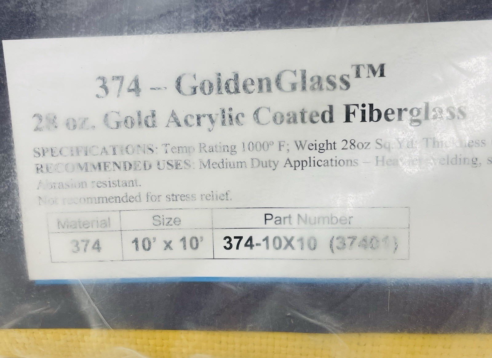 Steiner 374-10X10 Golden Glass 28 oz Acrylic Fiberglass Welding Blanket Curtain