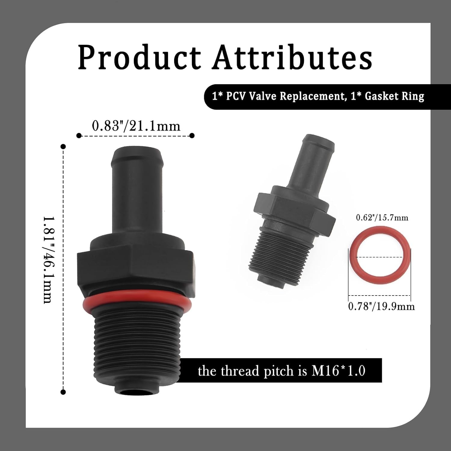 PCV Valve Replacement,Valvula PCV with Gasket Ring Compatible with Hyundai Velos