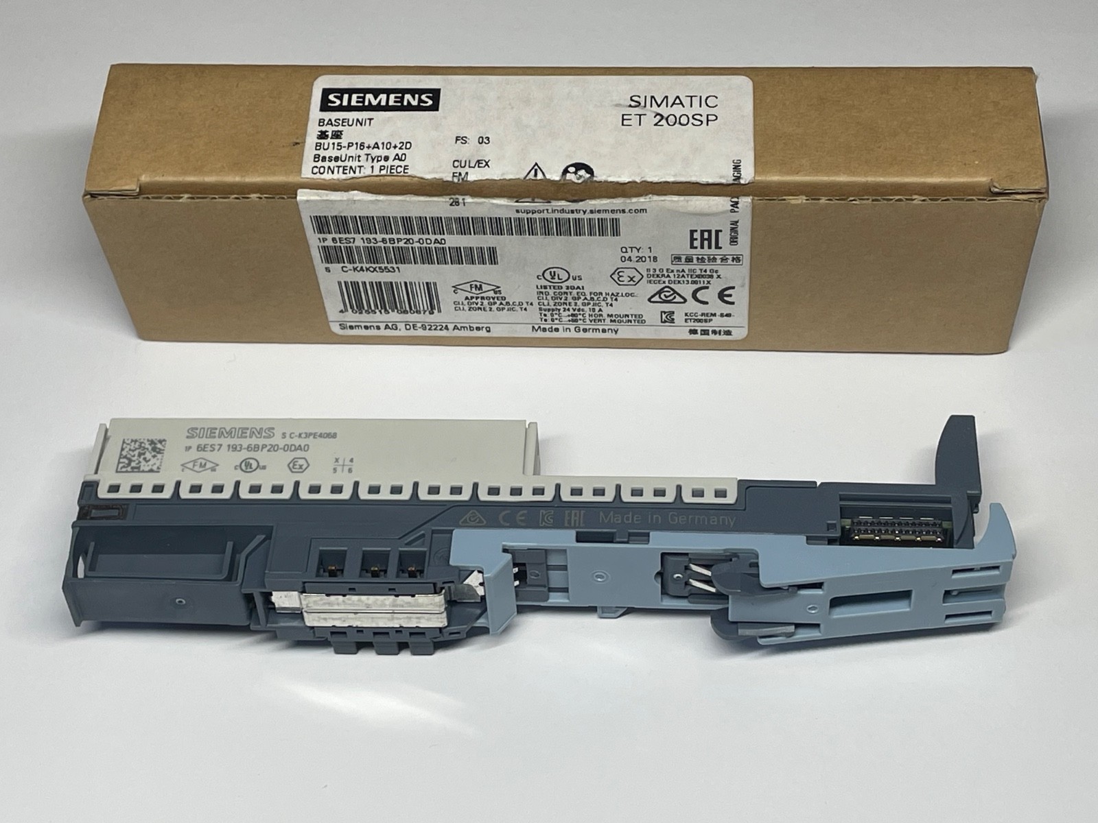 Siemens 6ES7 193-6BP20-0DA0 Base Unit Simatic ET 200SP