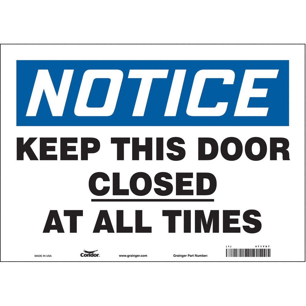 CONDOR Safety Sign,10 in x 14 in,Vinyl 471Y87