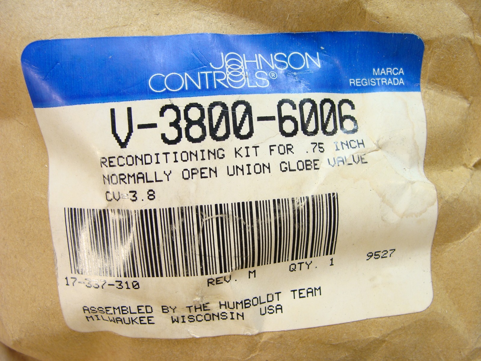 NEW Johnson Controls V-3800-6006 union globe valve insert only
