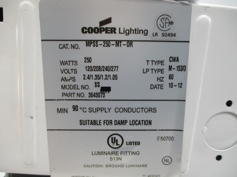 COOPER MPSS-250-MT-OR 3643073 120/208/240/277V 2.4/1.35/1.2/1.05A NSMP