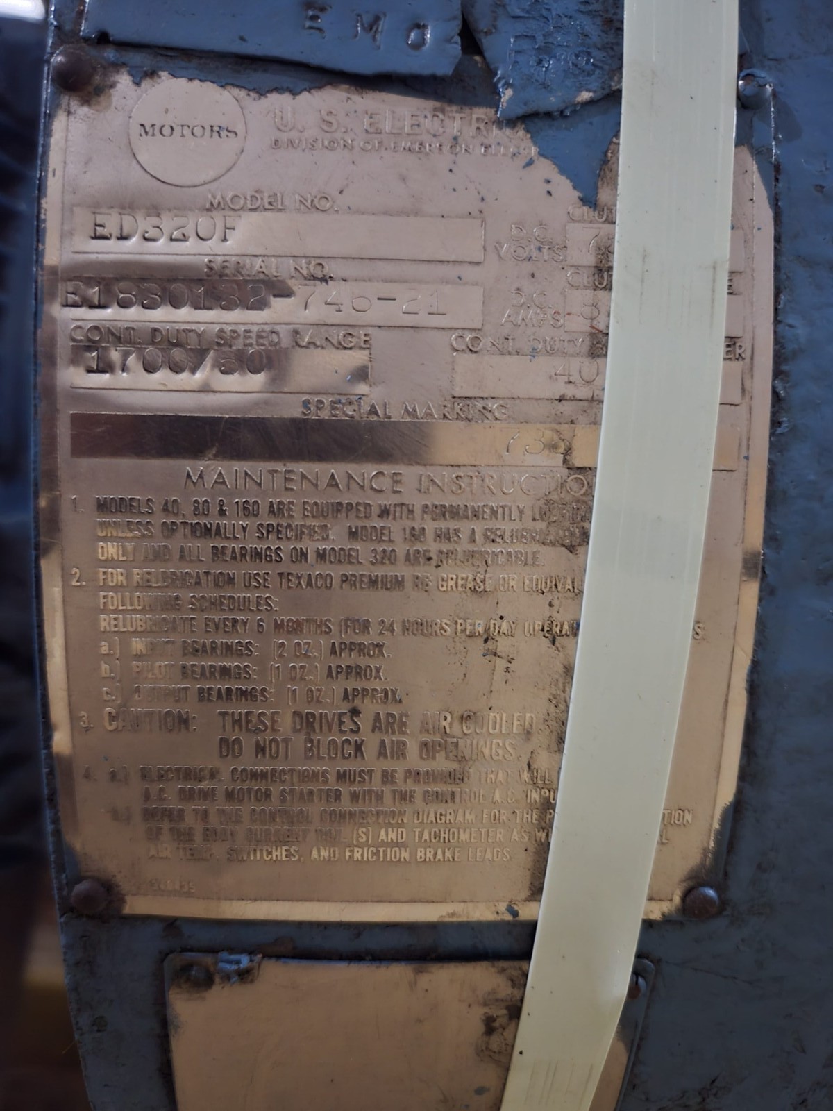 US ELECTRICAL MOTORS ED320F MOTOR 1700RPM