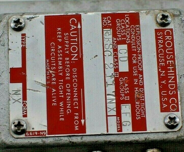 Crouse Hinds EFSC 2117NX Explosion Proof and Dust-Tight Condulet