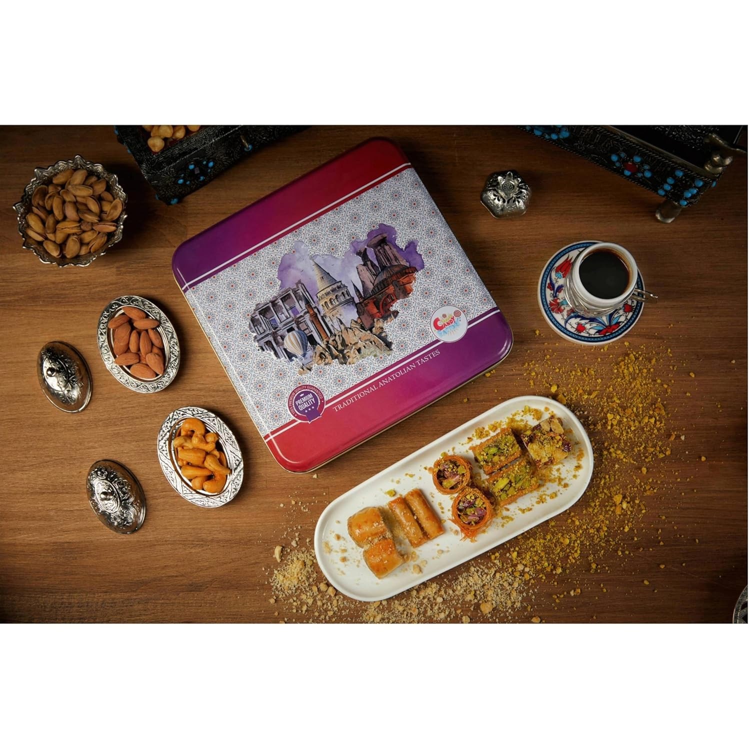 Premium Baklava Pastry Gift Box Halal Snacks, 8oz Box Turkish Dessert
