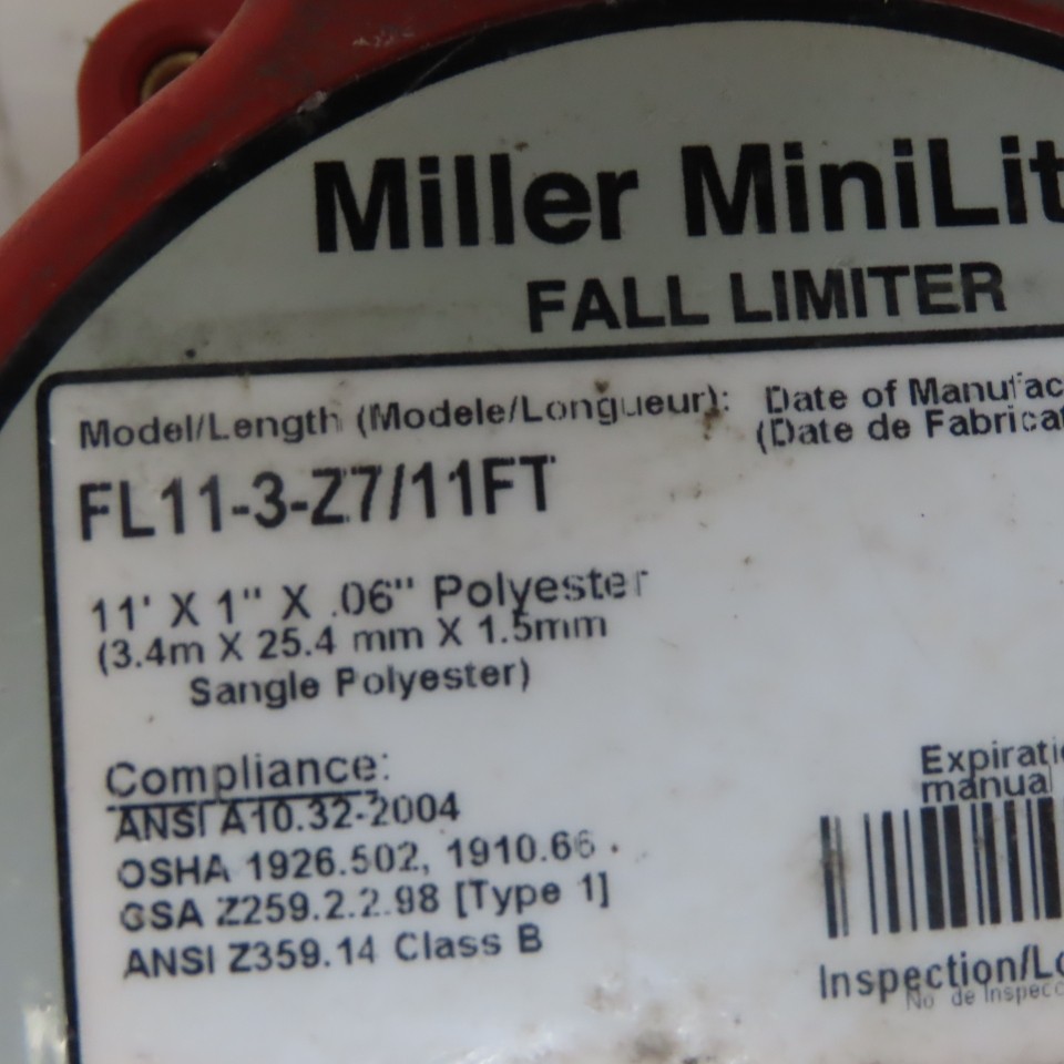 Honneywell Miller MiniLite FL11-3-Z7/11FT Fall Limiter Self-Retracting Lanyard