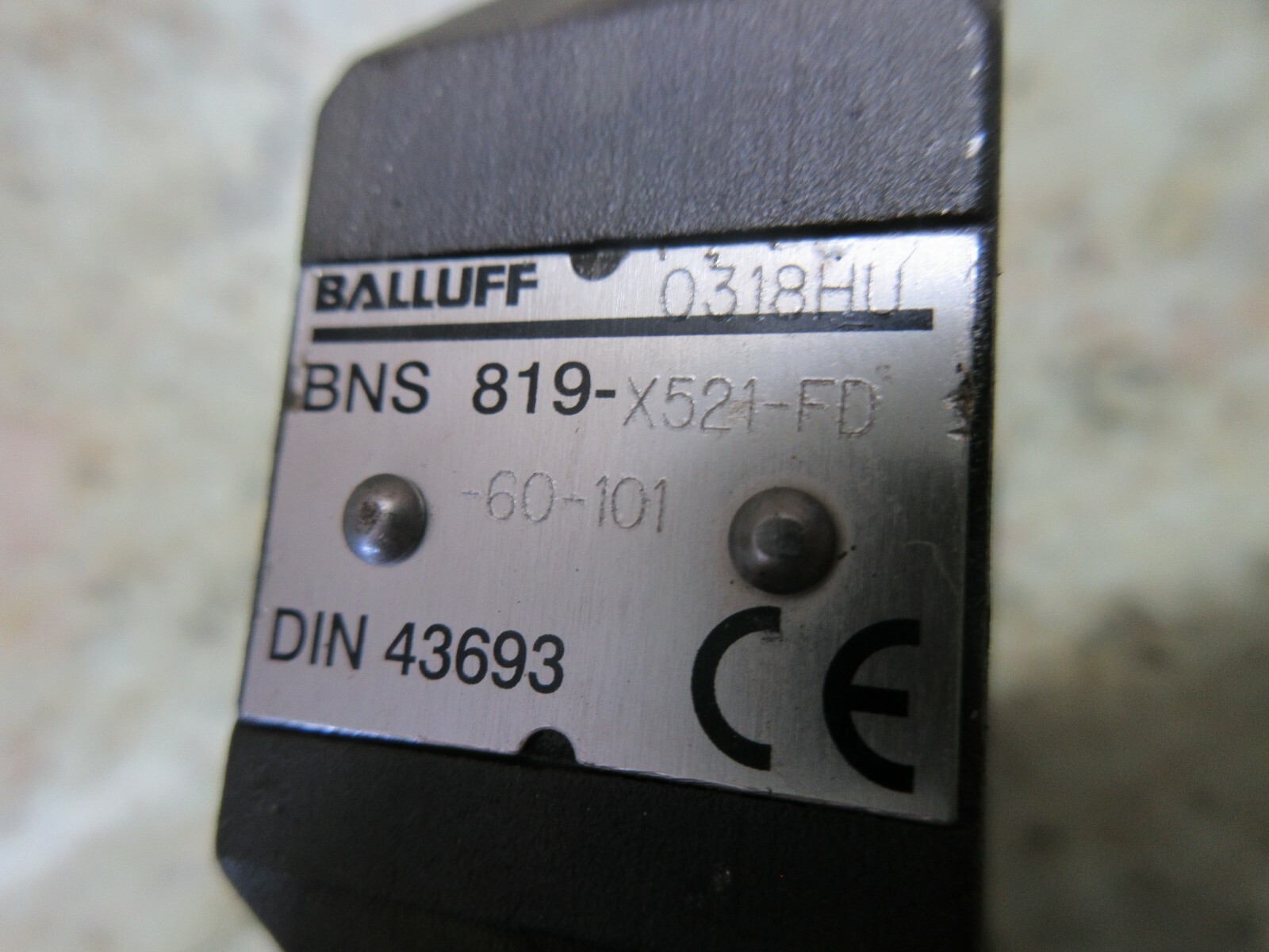 BALLUFF SAFETY SWITCH 0318HU BNS 819-X521-FD 60-101 DIN 43693 EACH 1