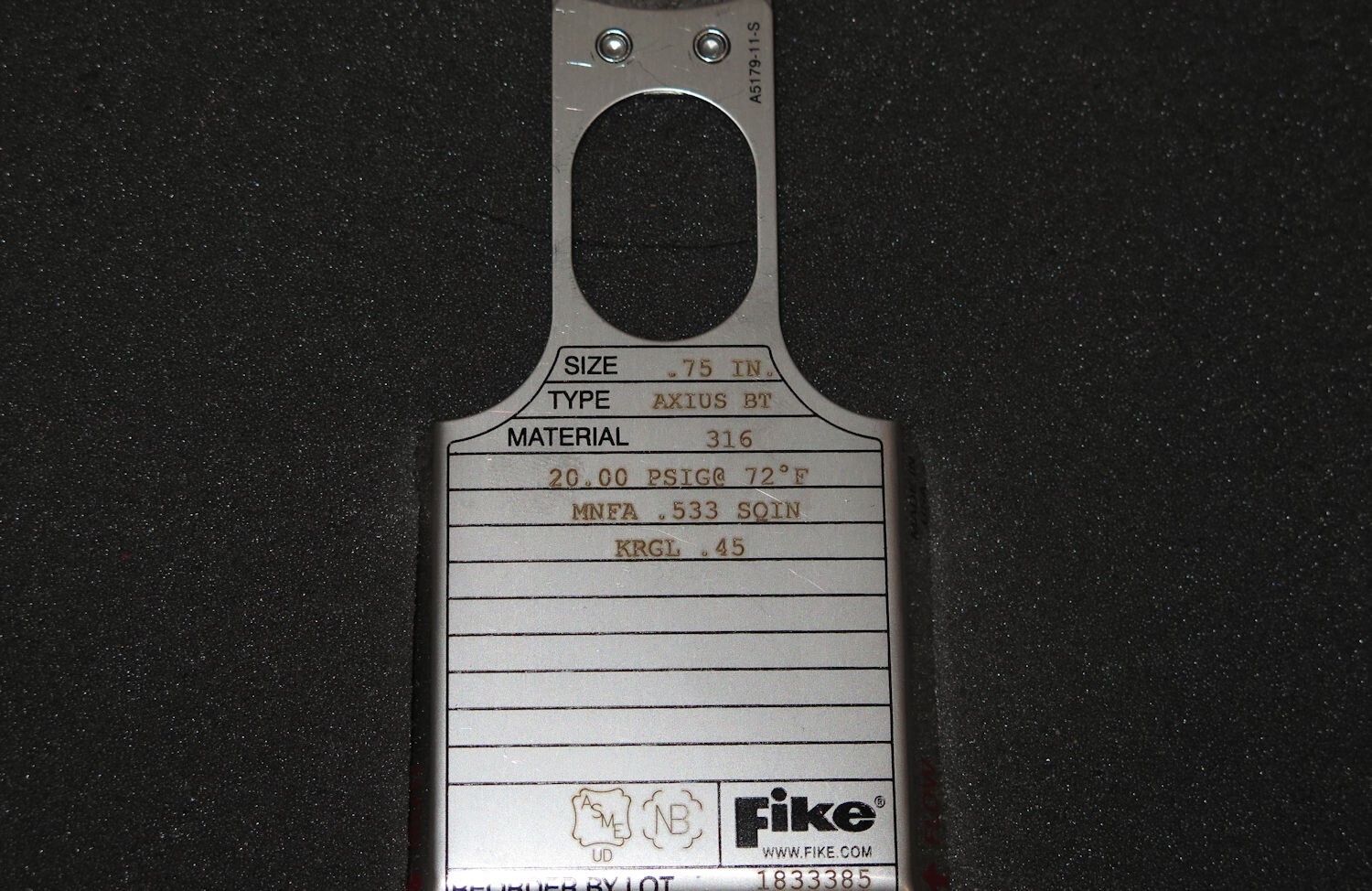 Fike Axius BT Rupture Burst Disc – 20psig @ 72 deg f – 3/4″