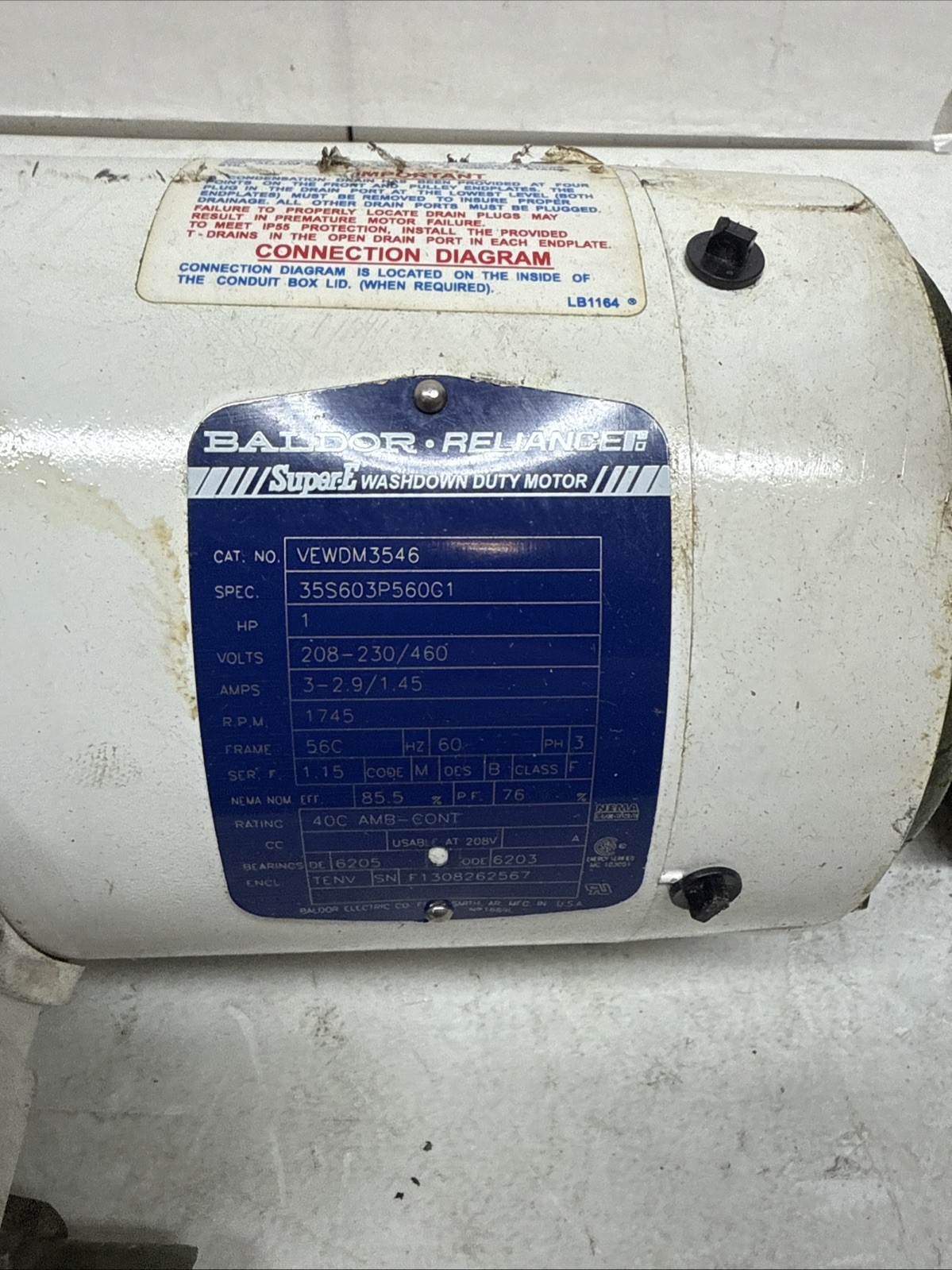 BALDOR RELIANCE VEWDM3546 MOTOR w/ DODGE TIGEAR GEARBOX