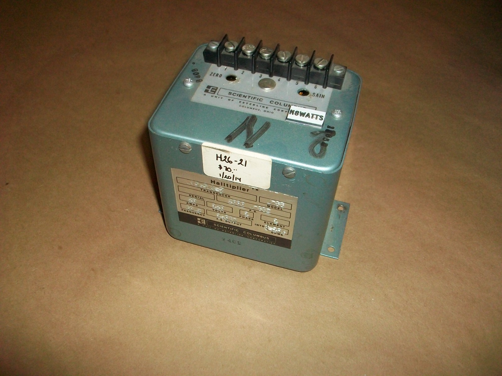 Scientific Columbus Watt Transducer WT5C547-7 20amp 120v USED