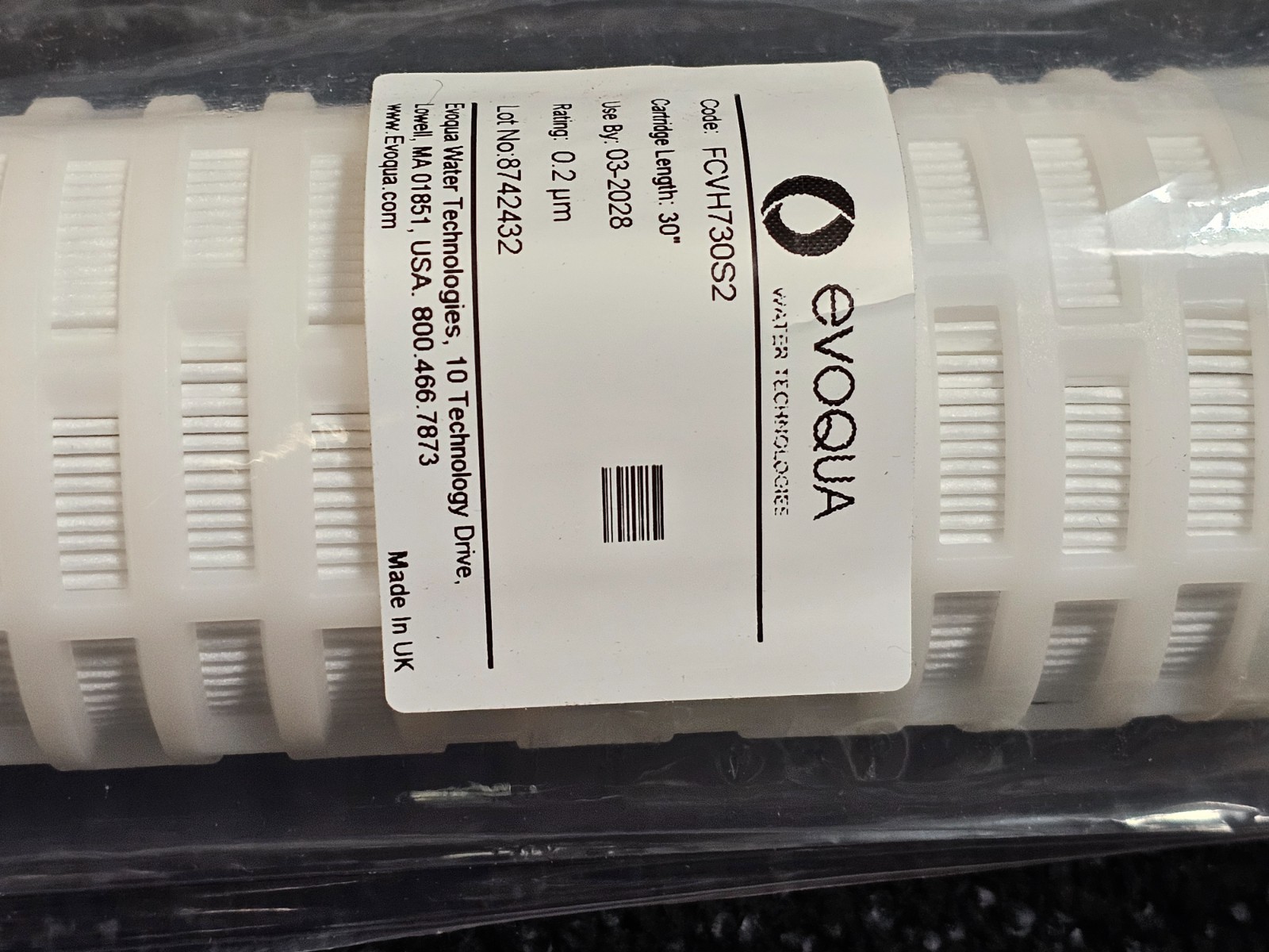 Evoqua Water Technologies FCVH730S2 30-inch Length Cartridge Filter 0.2 um