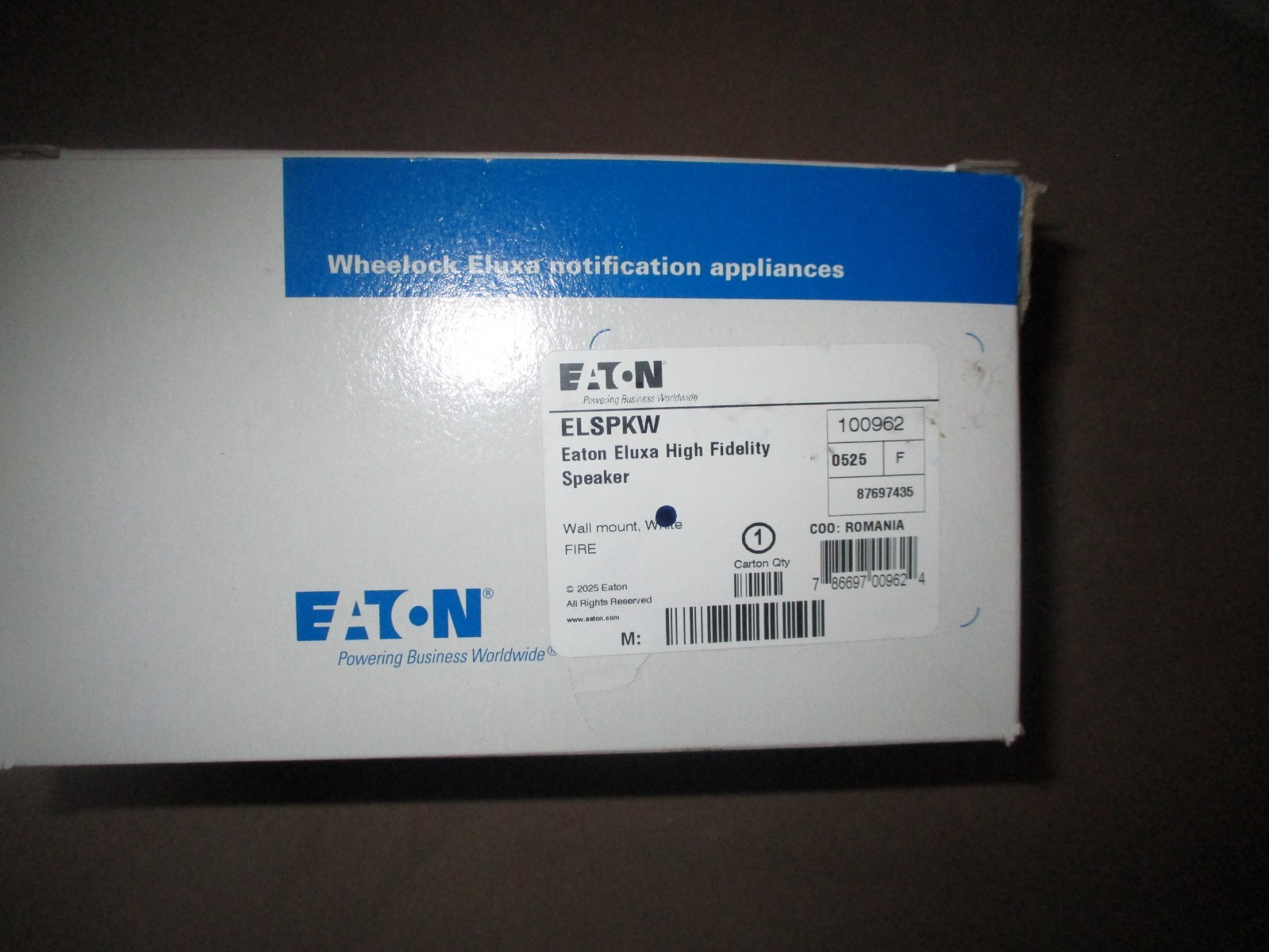 10 pc lot Eaton ELSPKW Wheelock Eluxa LED High Fidelity Wall Speaker FIRE 24V