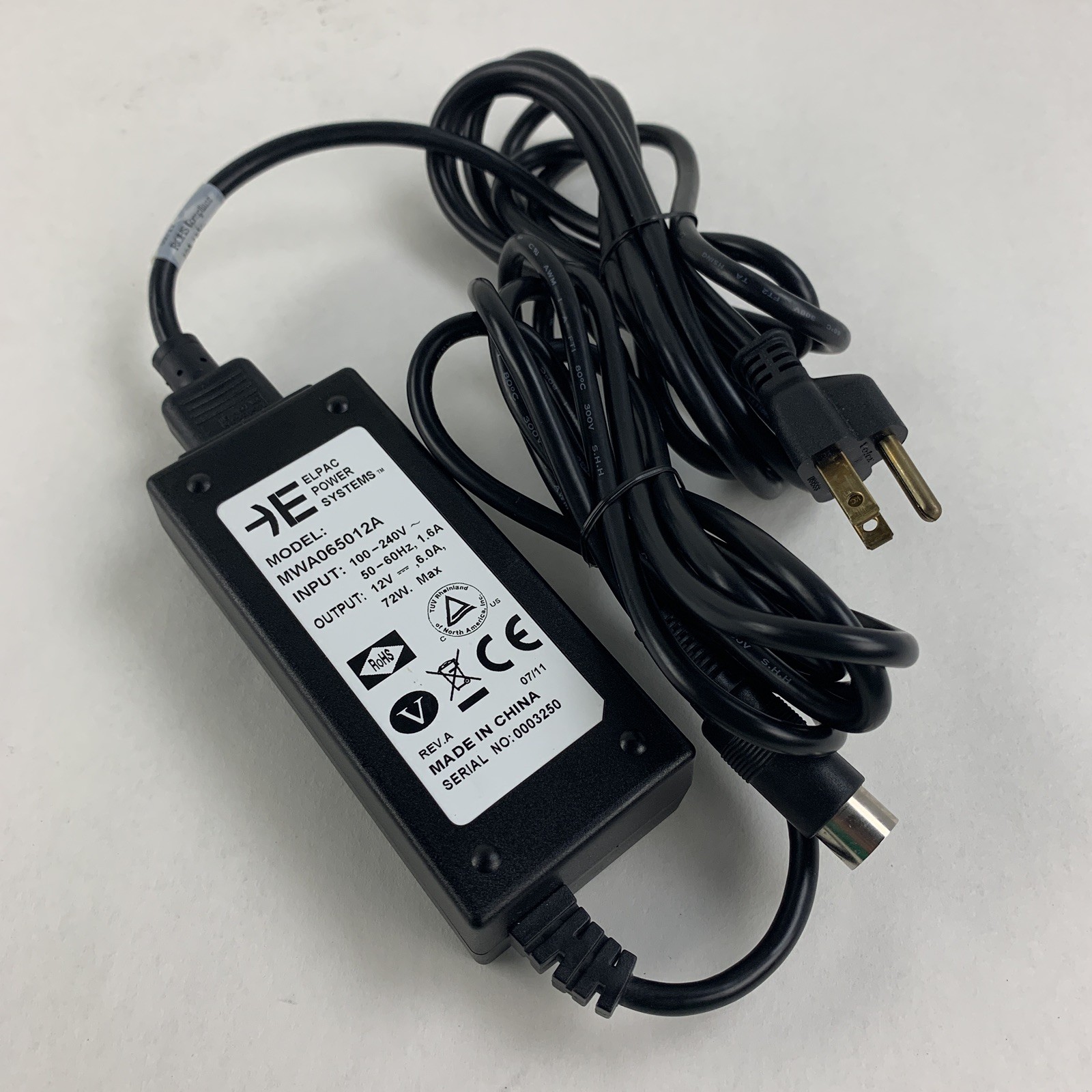 Elpac MWA065012A Adapter 12V 6A 72W Power Supply Charger For Meridian