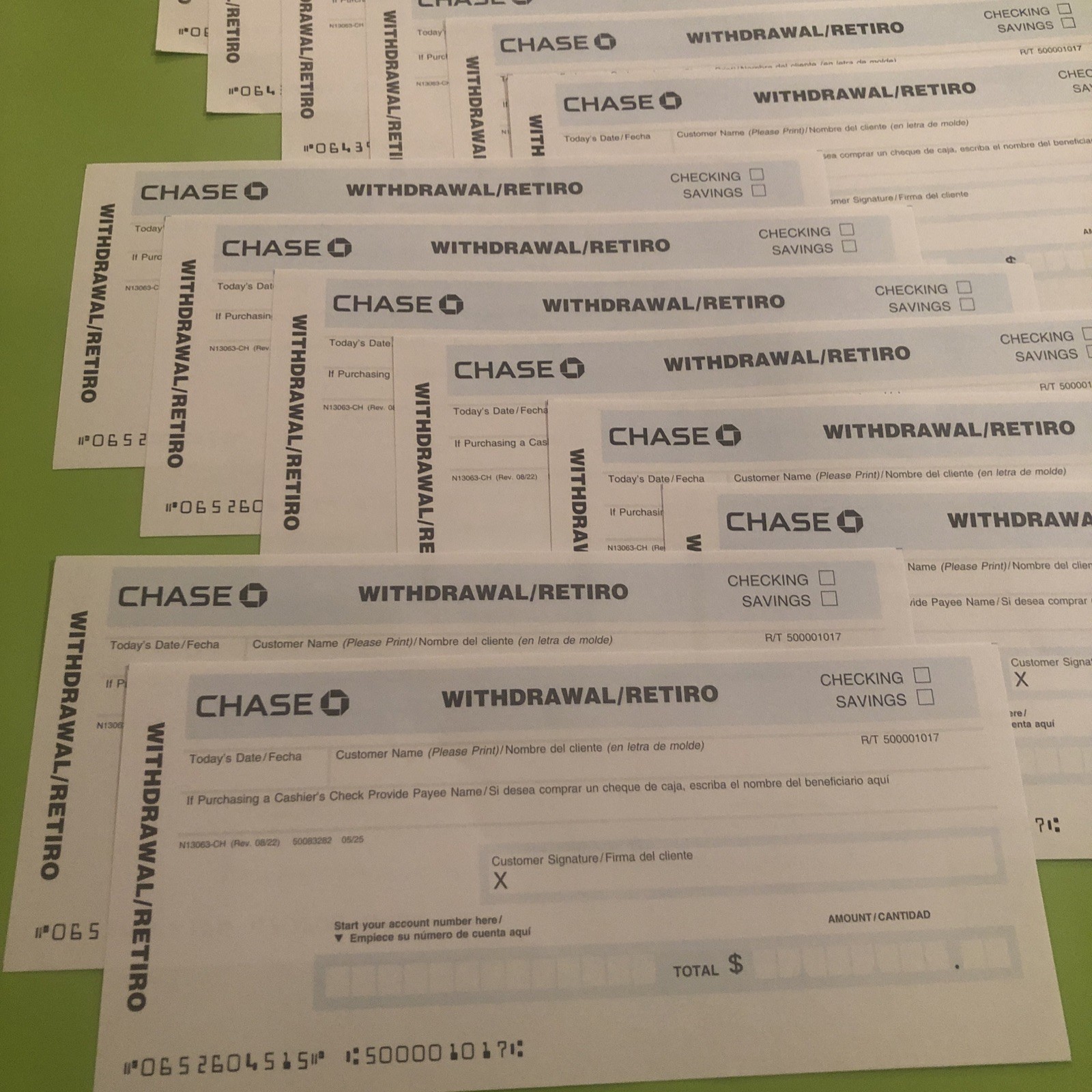 14 CHASE Bank Withdrawal Slips, Banking Supplies, Cash from Checking or Savings