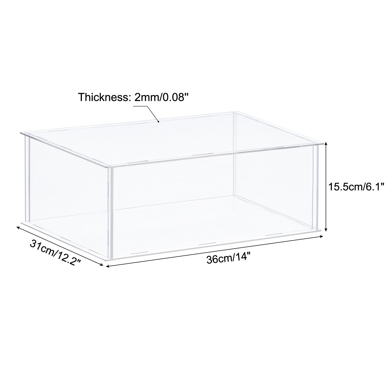 Acrylic Display Case Plastic Box Cube Storage Box Transparent 36x31x15.5cm