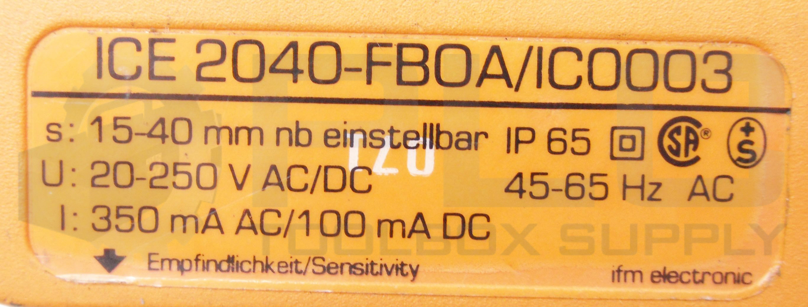 IFM ICE 2040-FB0A/IC0003 EFECTOR SENSOR 20-250V AC/DC 350mA AC/100mA DC 45-65HZ
