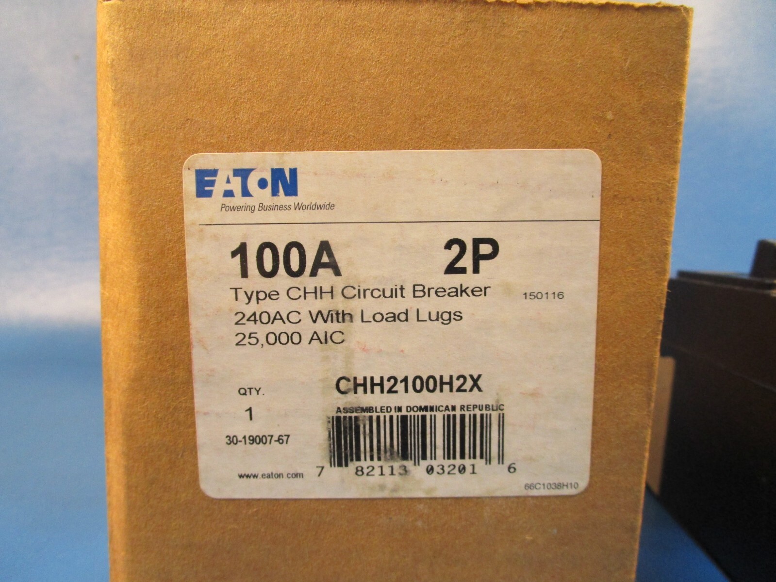 Eaton CHH2100H2X, Molded Case Breakers (MCCBs) CHH 2P 100A 240V 50/60Hz 1Ph