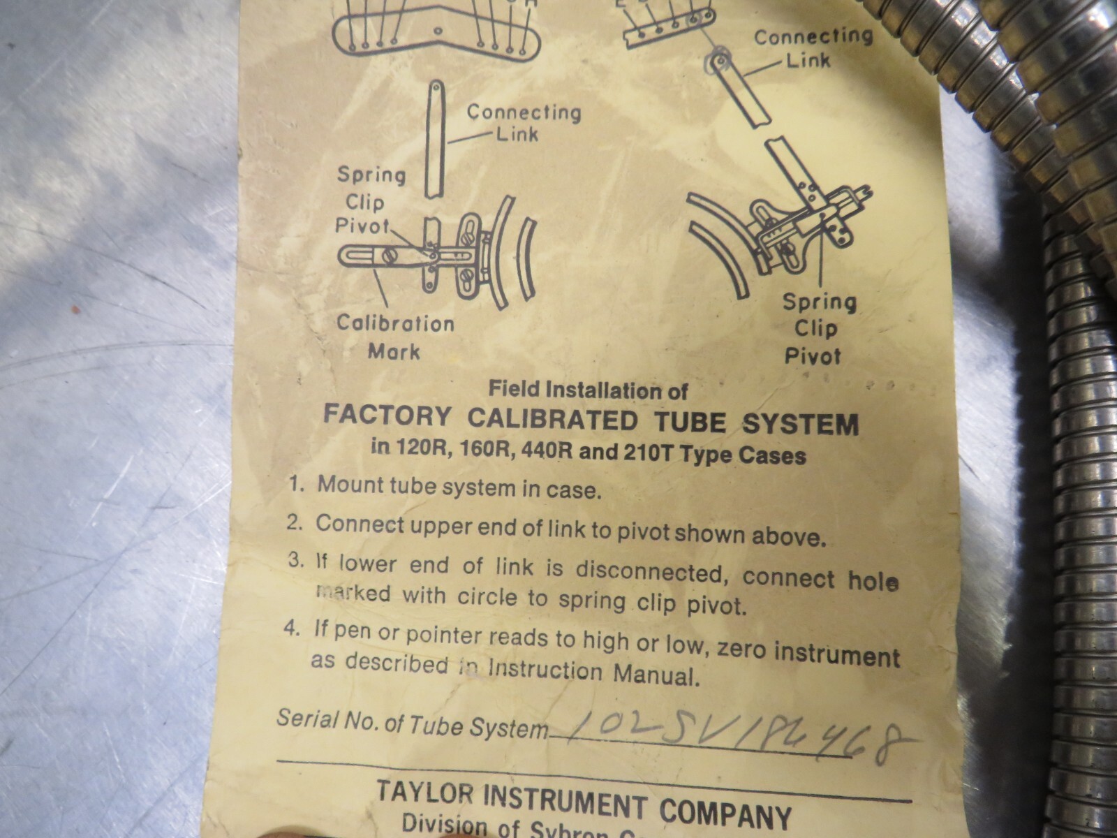 Taylor Instruments 102SV186468 Tube System