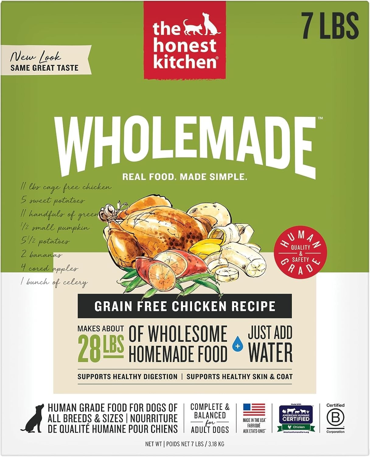 The Honest Kitchen Wholemade Grain Free Adult Dehydrated Dog Food – Chicken, 7Lb