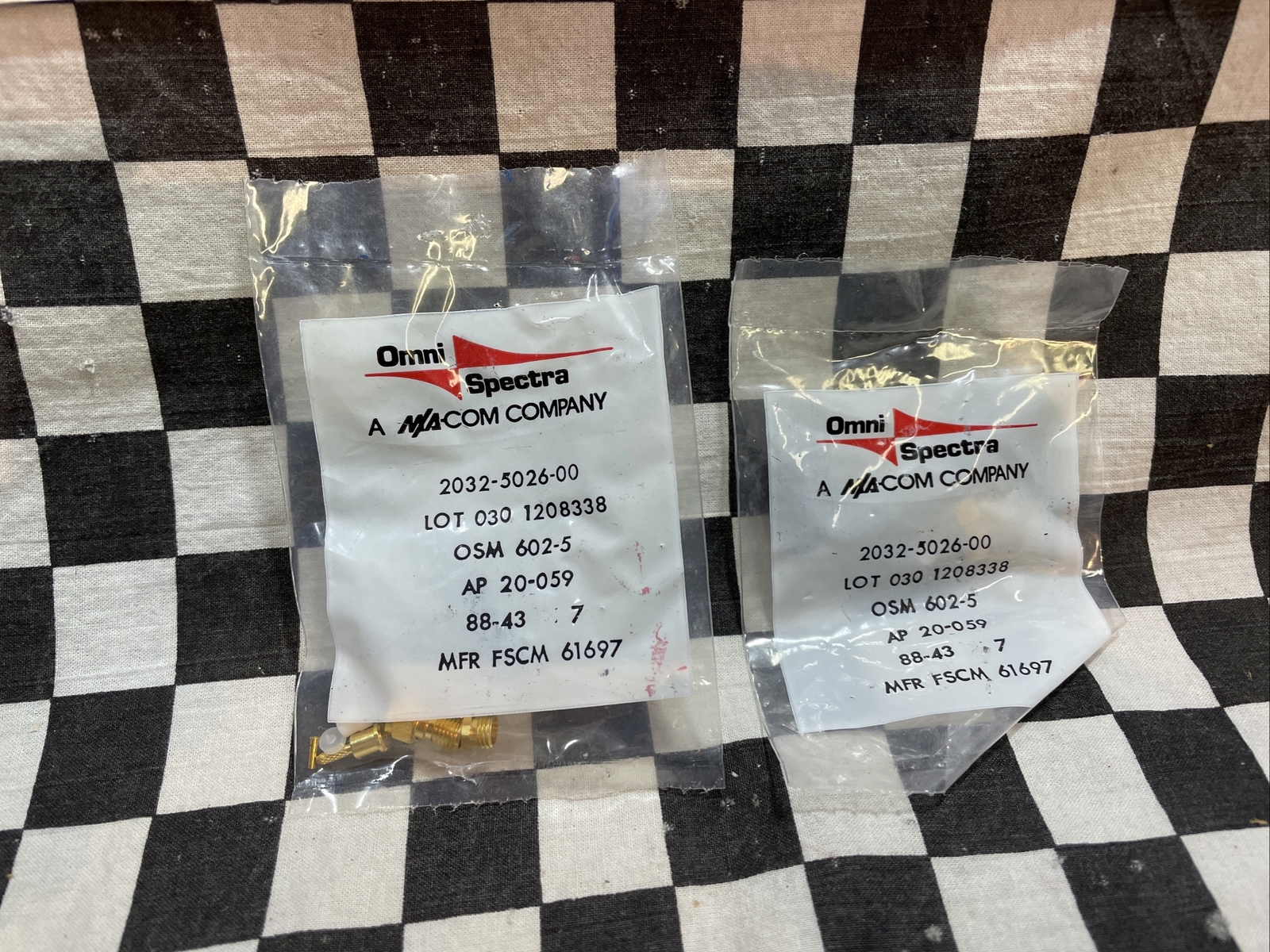 Omni Spectra 2032-5026-00, AP20-059, Straight Cable Plug, LOT OF 2, SHIPSAMEDAY