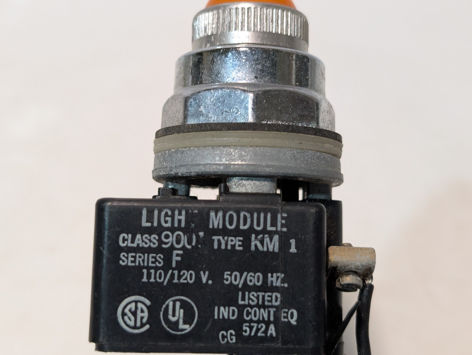 Lot of 2 Square D 9001KM1 amber pilot light modules, 110/120VAC, 30mm, as shown