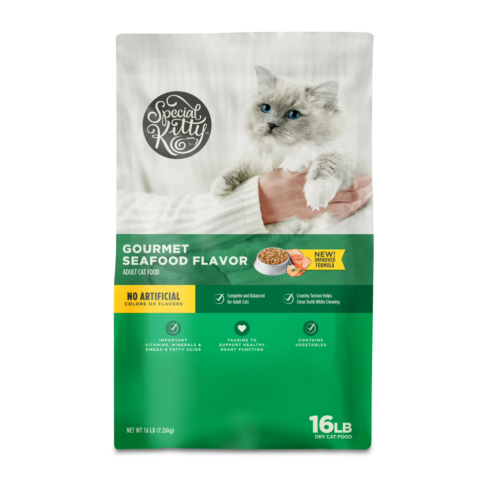 4 Pack Special Kitty Gourmet Formula Seafood Blend Flavor Dry Cat Food 16 lb Bag