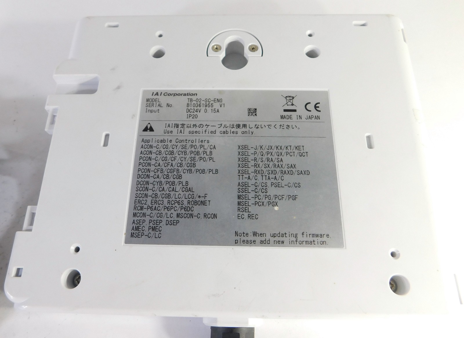IAI TB-02-SC-ENG Control Panel Screen Input 24V 0.15A
