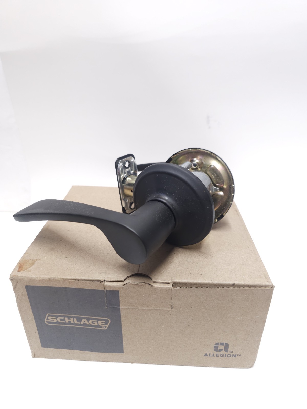 Schlage F10MER622 Hall & Closet Door Lever Set Matte Black NEW 1 3/4 DR