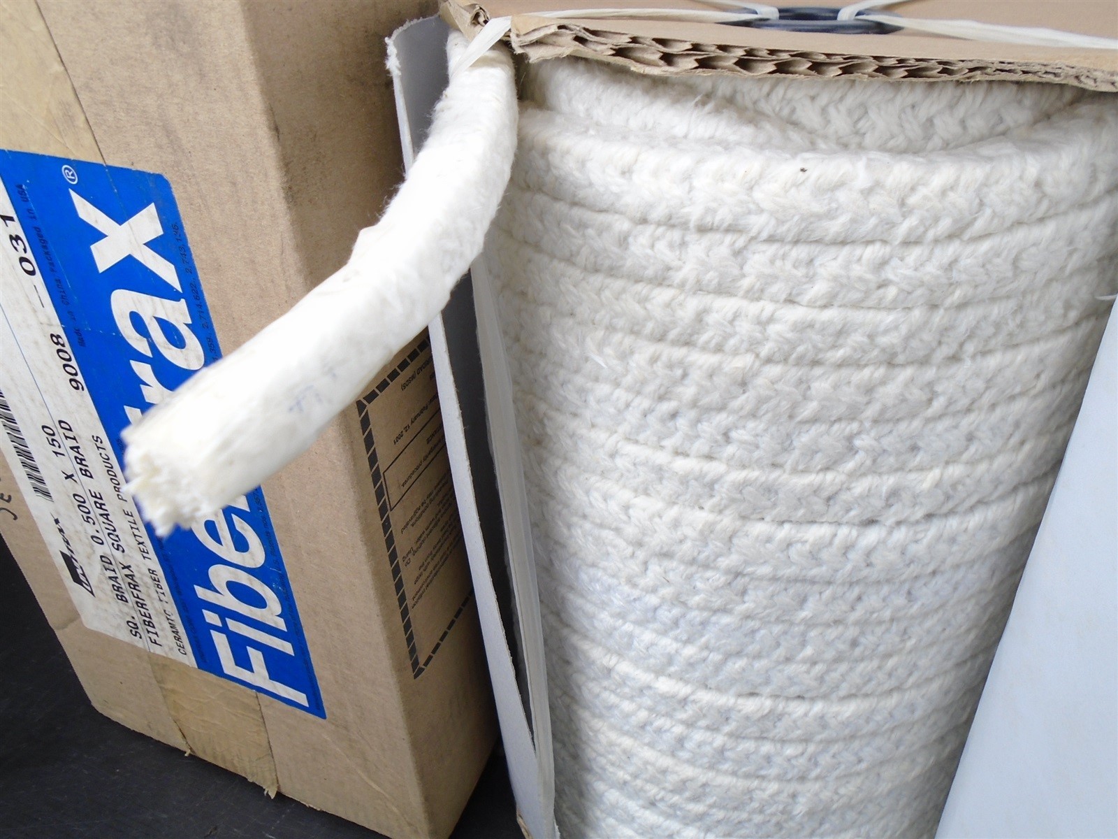 FIBERFRAX – High Temp CERAMIC SQUARE BRAID 770520000 – 1/2 in. 0.500 x 150ft NEW