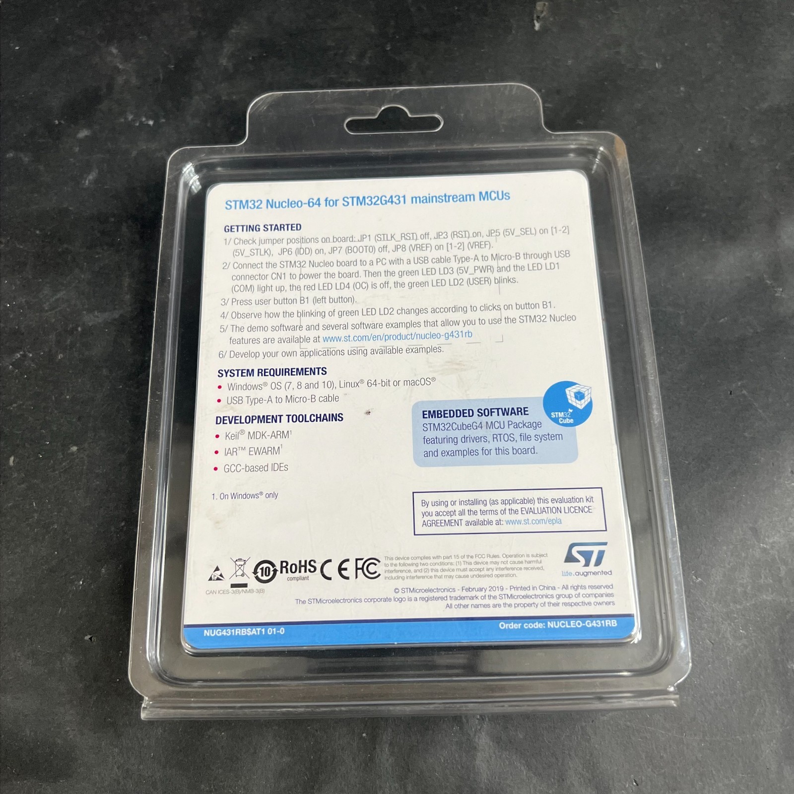 ST MICRO STM32G431 NUCLEO-64 DEVELOPMENT BOARD ($20 OBO)