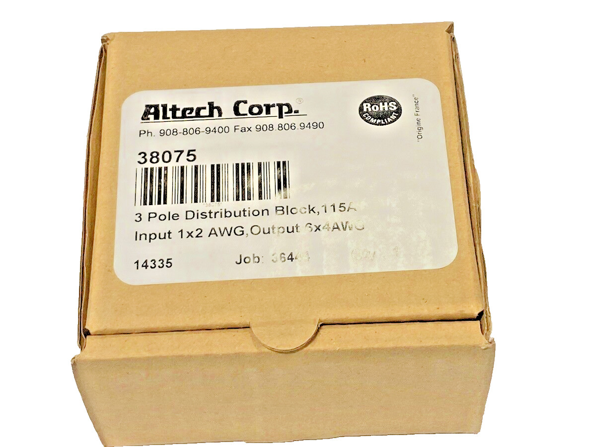 Altech Corp 38075, 3 Phase Power Distribution Block, 115A, 600V