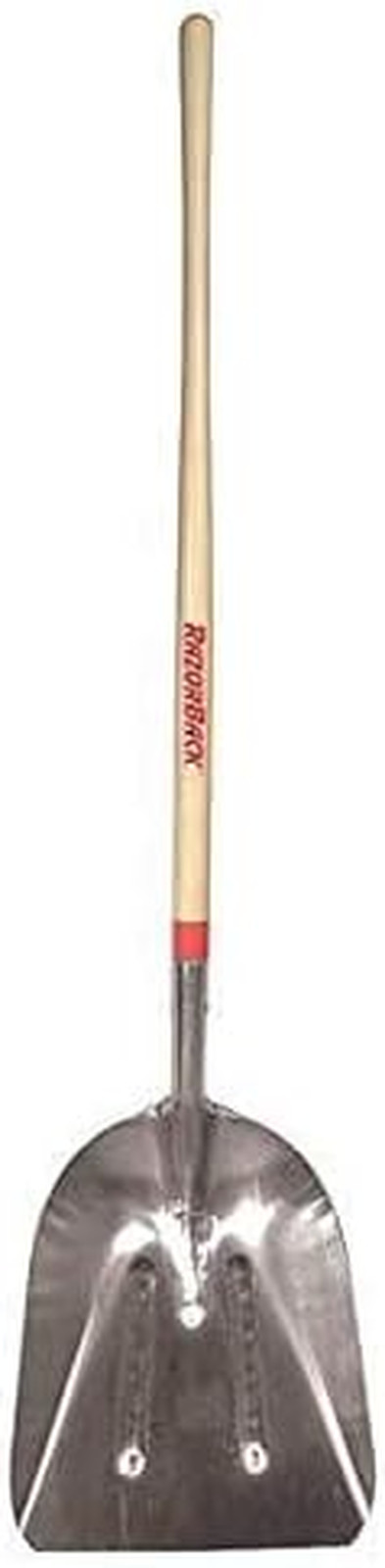 RAZOR-BACK Aluminum Scoops, 17.75 X 14.5 Blade, 48 in White Ash Straight Handle