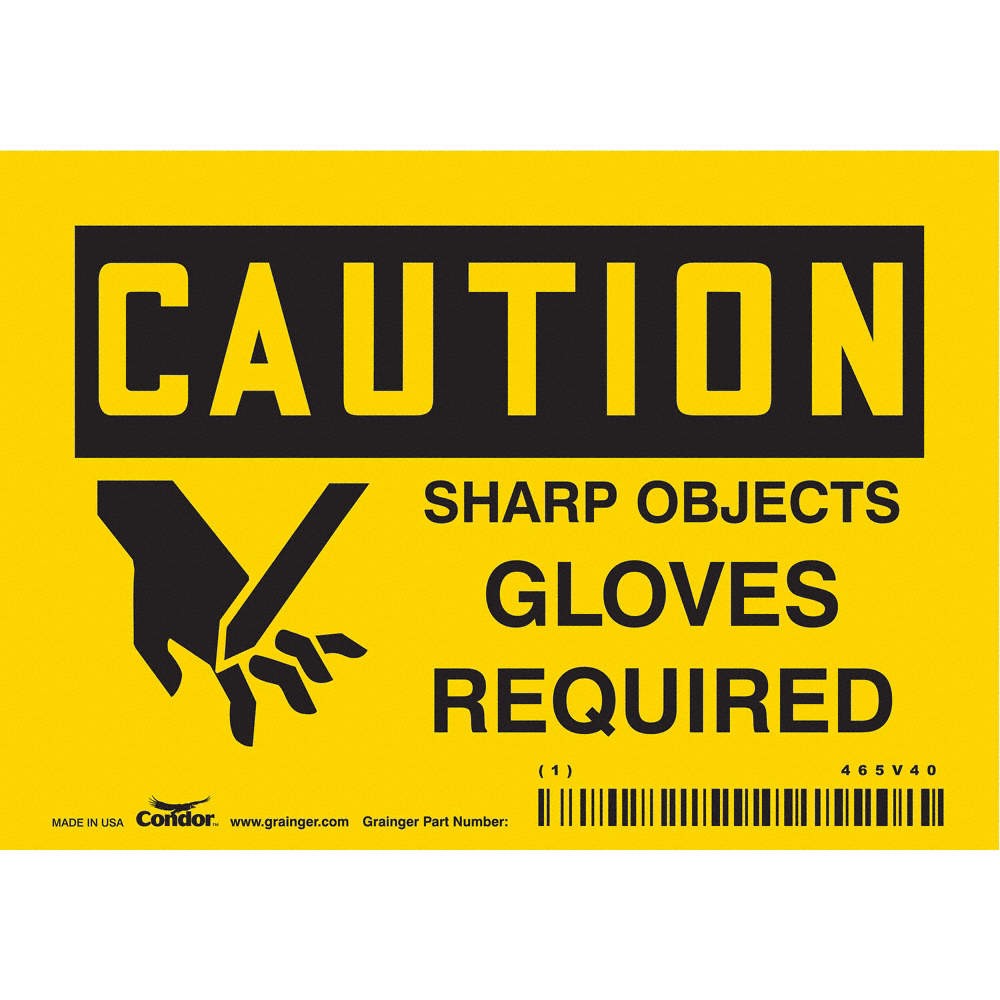 CONDOR 465V40 Safety Sign,3 1/2 inx5 in,Vinyl 465V40