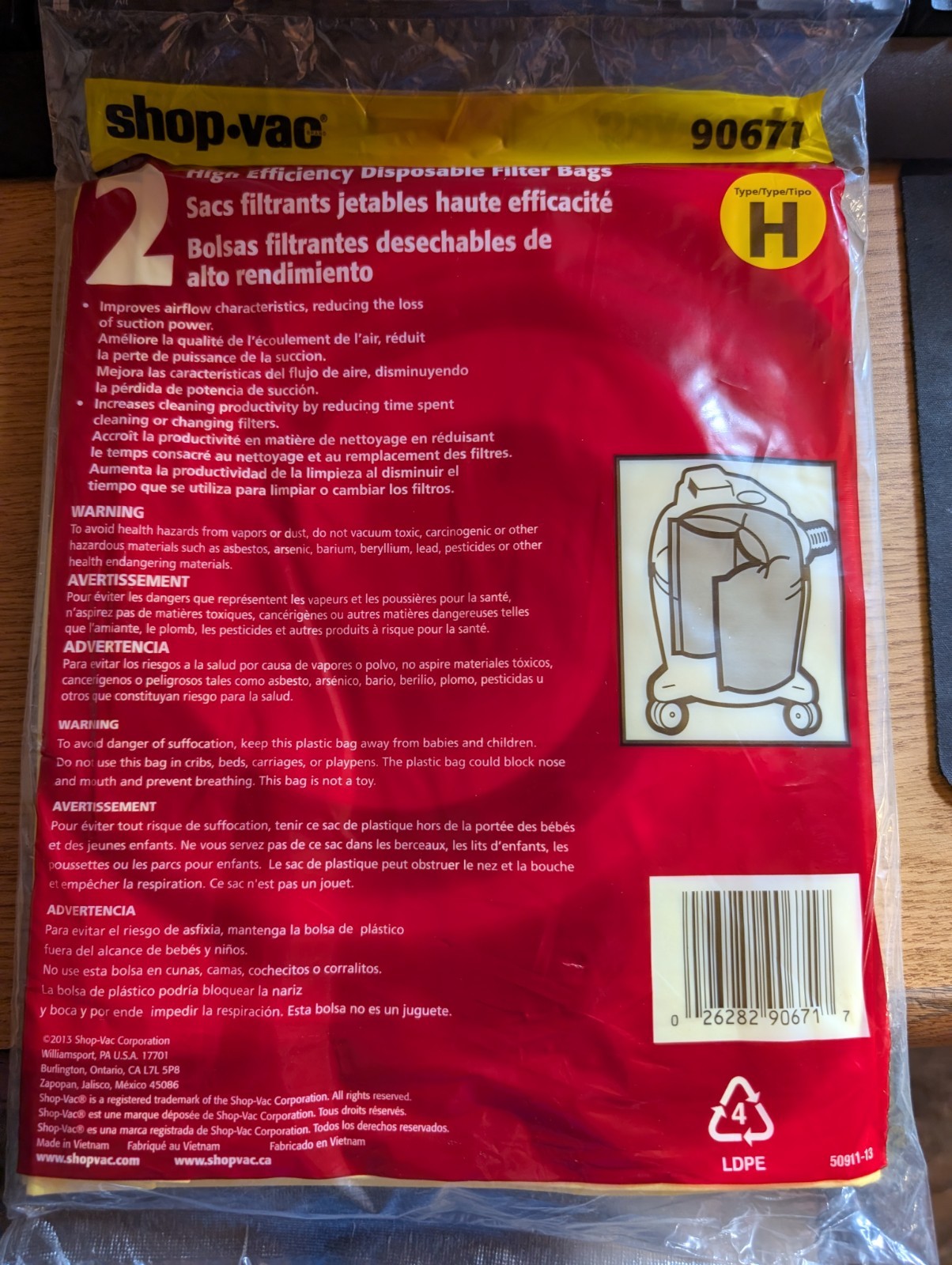 2 Pack Shop-Vac 9067133 Paper Filter Bags, fits 5-8 Gallon Tank Shop-Vac Vacuums