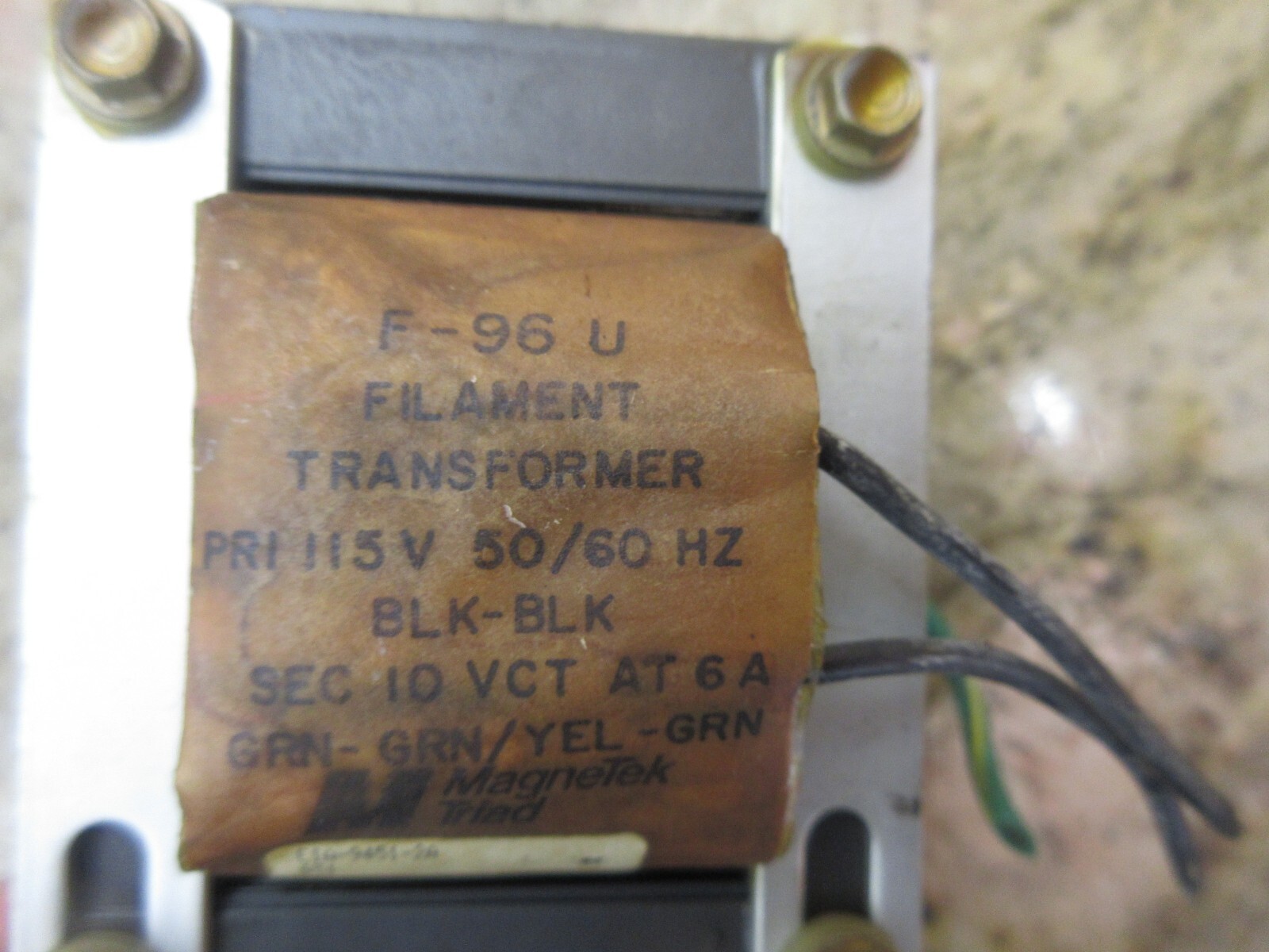 MAGNETEK FILAMENT TRANSFORMER F-96 U PRI 115V SEC 10 VCT AT6A EIA-9451-2A 831