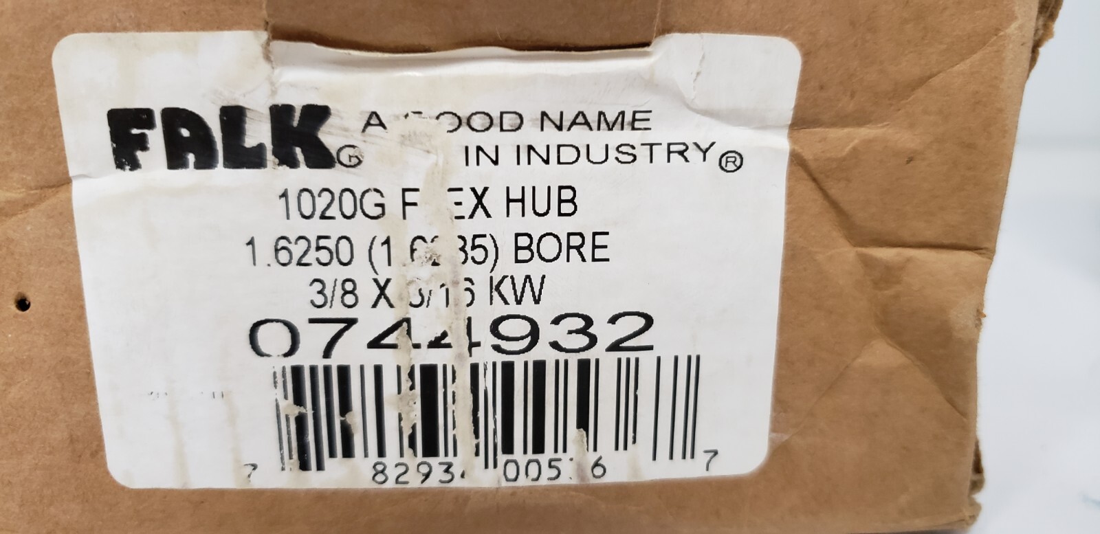 FALK 0744932 1020G FLEX HUB, 1.6250″ BORE, 3/8 x 3/16 KW, NIB