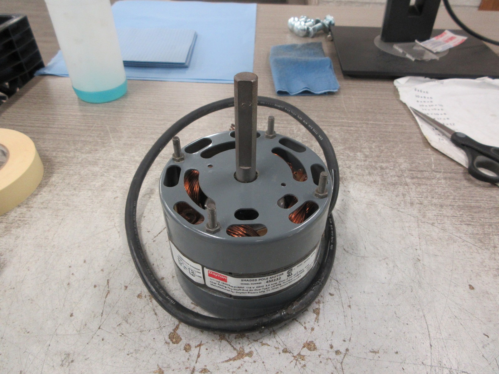 Dayton Motor 4M222 1/11HP 1500RPM(3spd) 115V 3.4A 60Hz Used