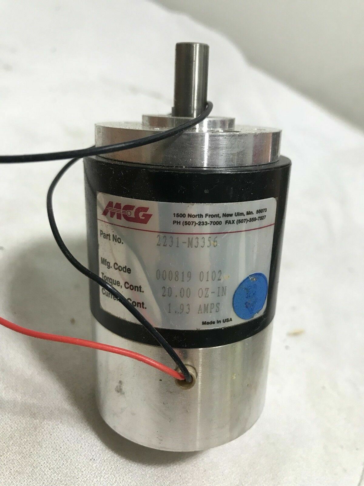 AMETEK MCG 2231-M3356 1.93A 20.00 OZ-IN Wired Motor