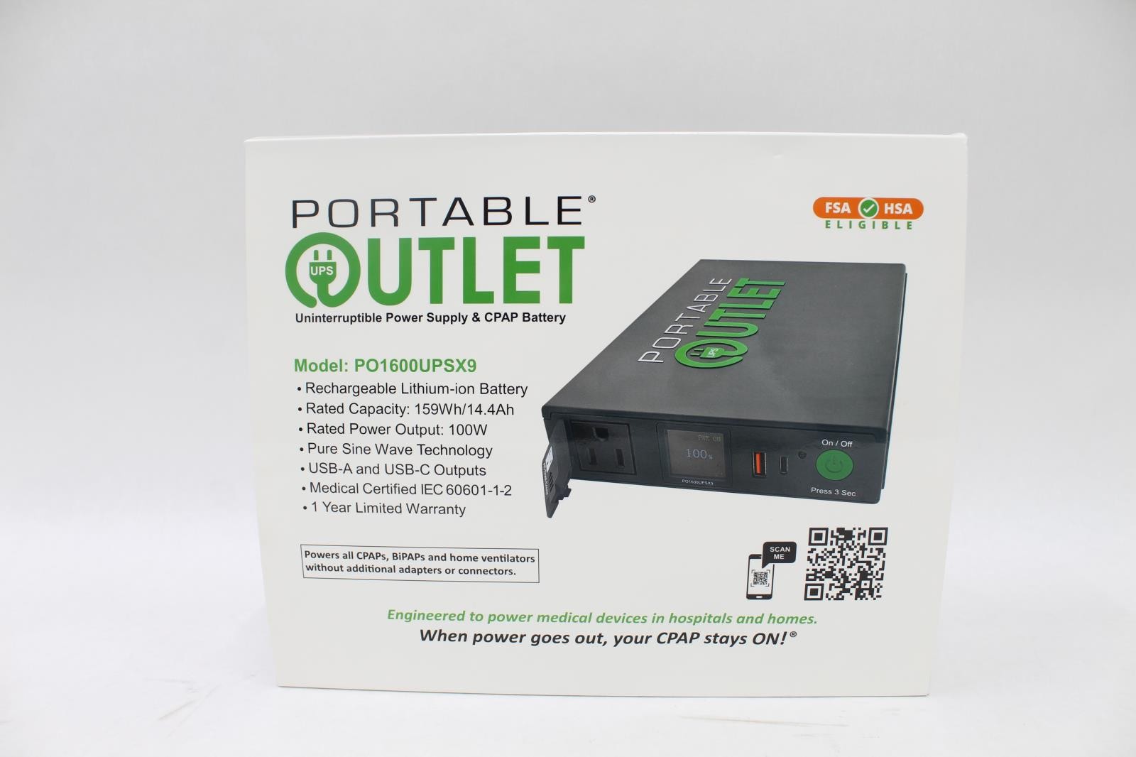 Portable Outlet X9 Uninterruptible Power Supply & CPAP Battery, PO1600UPSX9