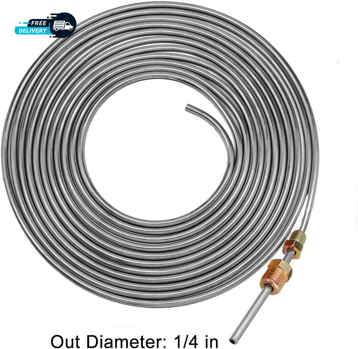 Brake Line Kit 25 Ft 1/4″ – Upgraded Zinc-Coated Flexible Brake Tubing Roll