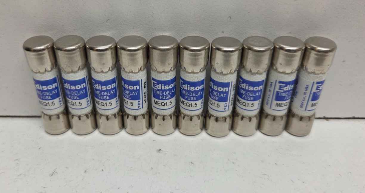 LOT OF 10 NEW NO BOX! EDISON 1.5A 500V FUSES MEQ1.5