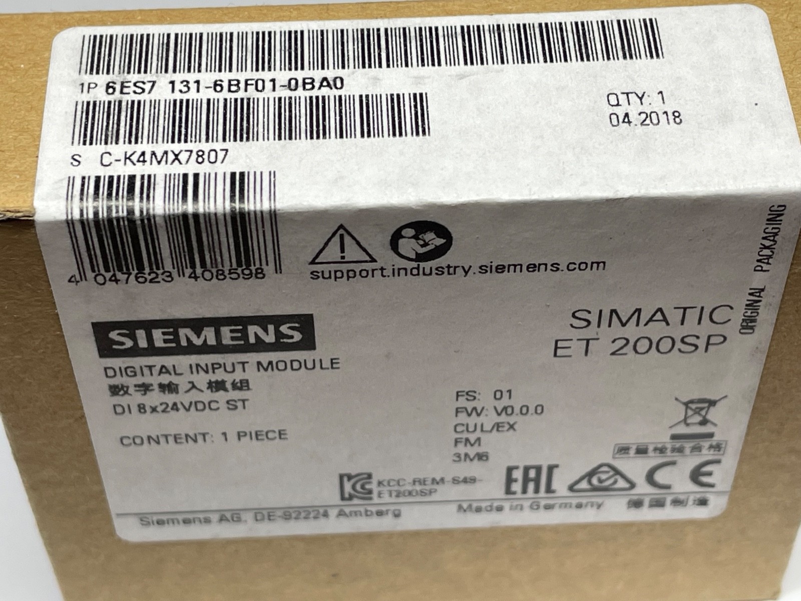 Siemens 6ES7 131-6BF01-0BA0 Digital Input Module ET 200SP