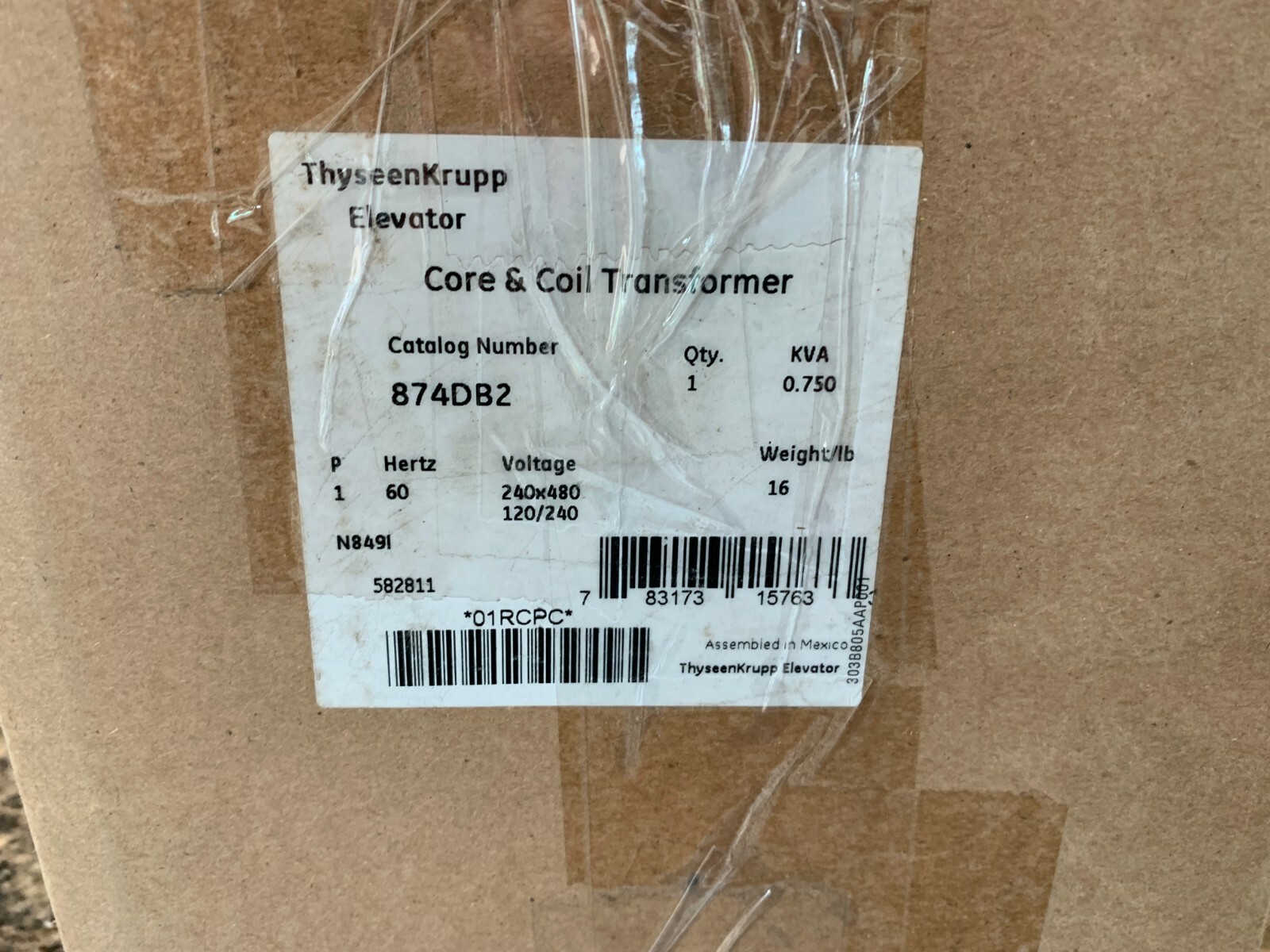 New Thyssen Krupp Core & Coil Transformer 874DB2 KVA 0.750 1 P 60 hz