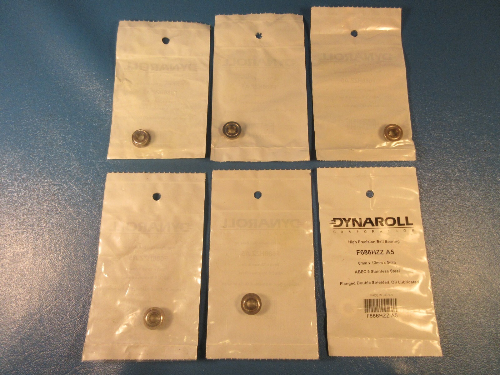 Lot of 6 DYNAROLL F686HZZ A5, Precision StainlessSteel Ball Bearing, Flanged
