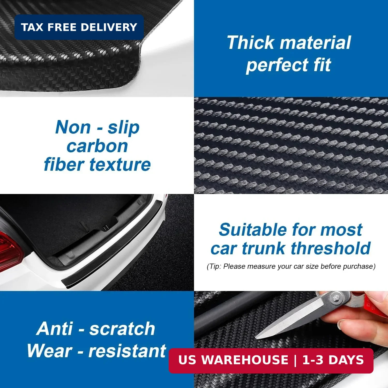 Universal Rear Bumper Protector, 40×3.14 Inches Carbon Fiber Textured Anti-Scrat