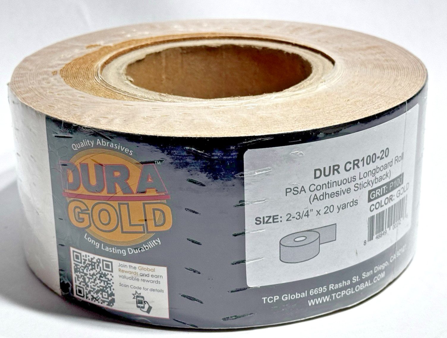 Dura Gold DUR CR100-20 PSA Continuous Longboard Roll 2-3/4″x20Yd P100 Grit