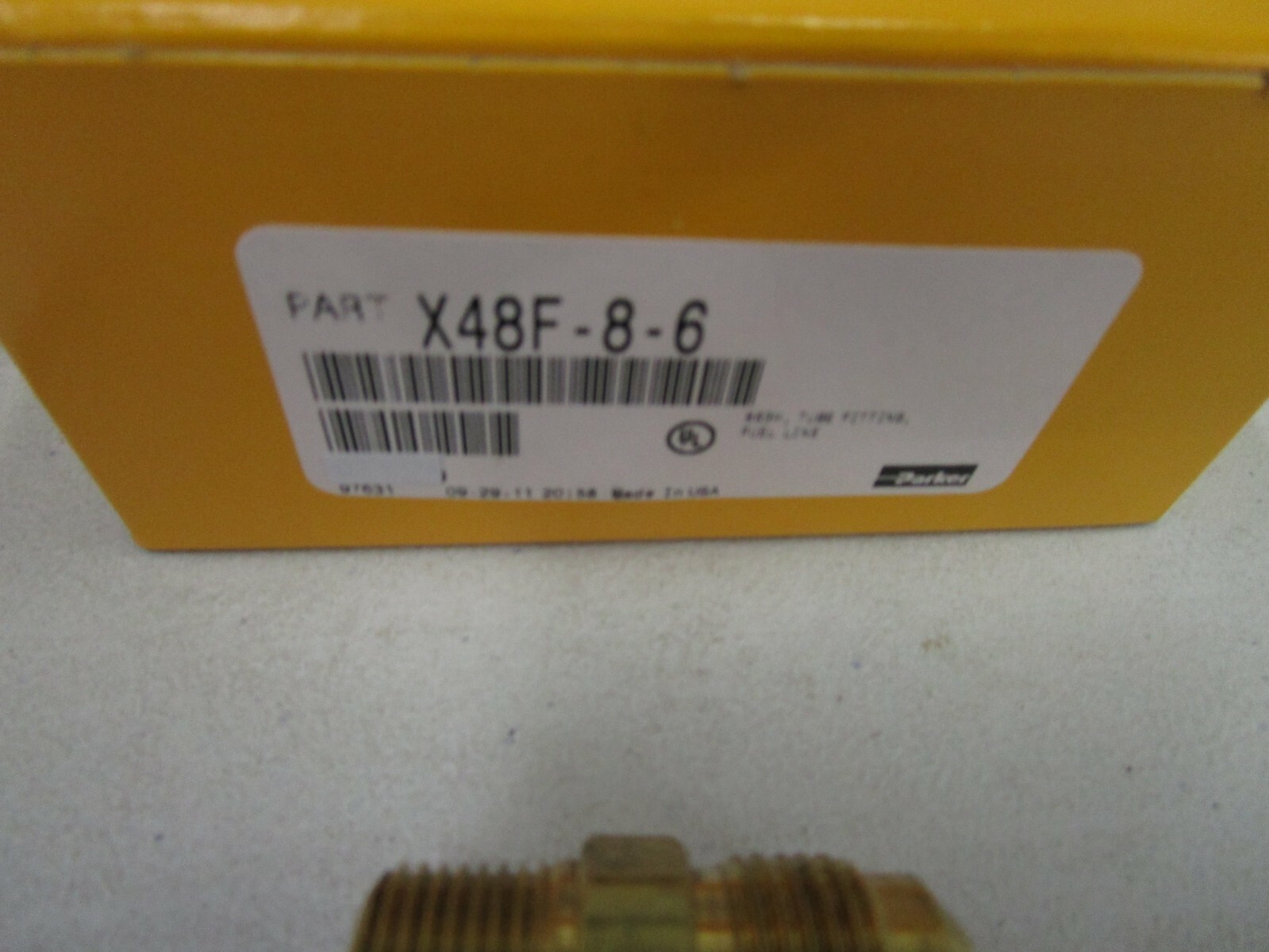 Parker Fitting 653H Fuel Line Tube Fittings X48F-8-6, 3/8MNPT X 1/2 T 45DEG